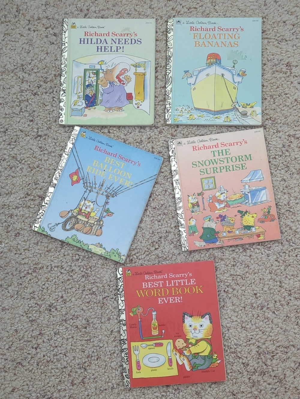 Bundle of 5 Richard Scarry Vintage Little Golden Books